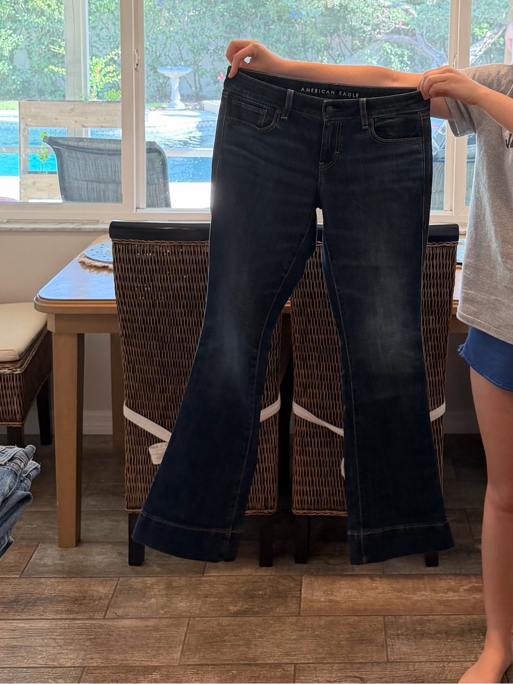 American Eagle Dark wash Super Low-Rise Kick Bootcut Jean - Picture 3 of 11